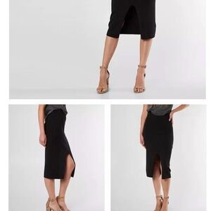 Free People Classic Ivory Ribbed Midi Skirt